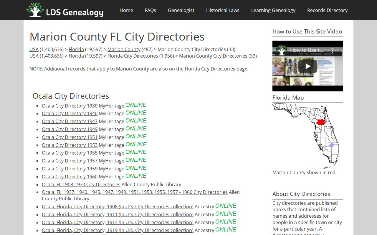 Marion County city directory bibliography