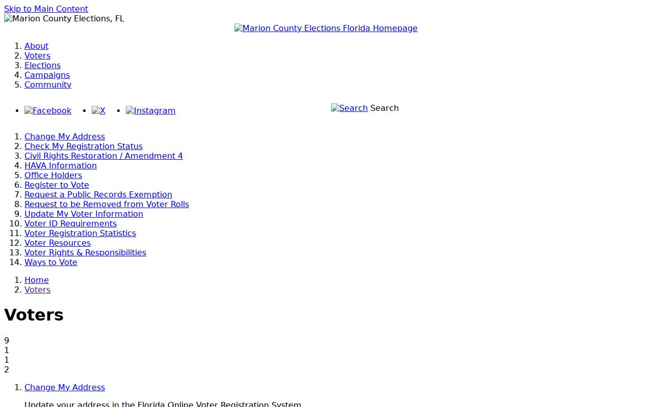Marion County residents directory voter services