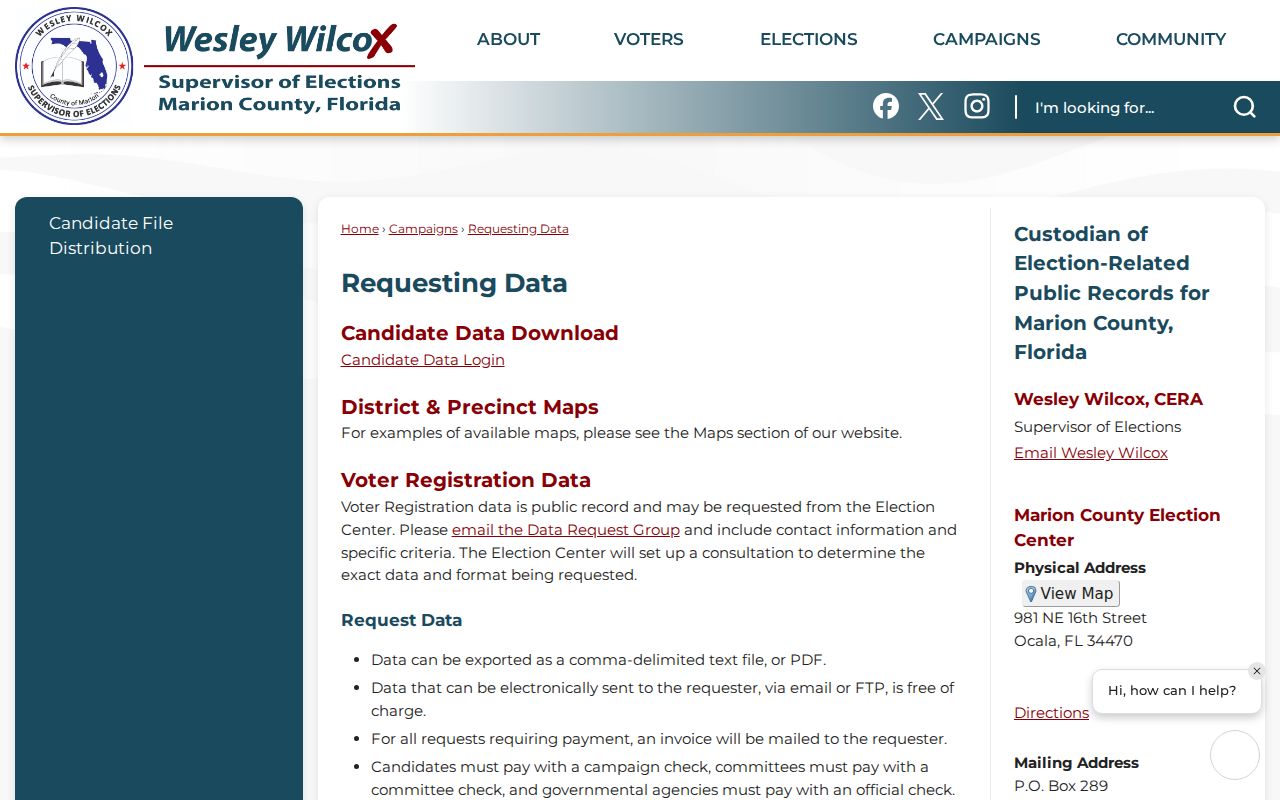 Marion County street directory voter request